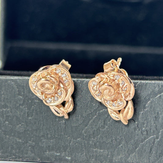 Rose Earring - Rose Gold Silver Earring