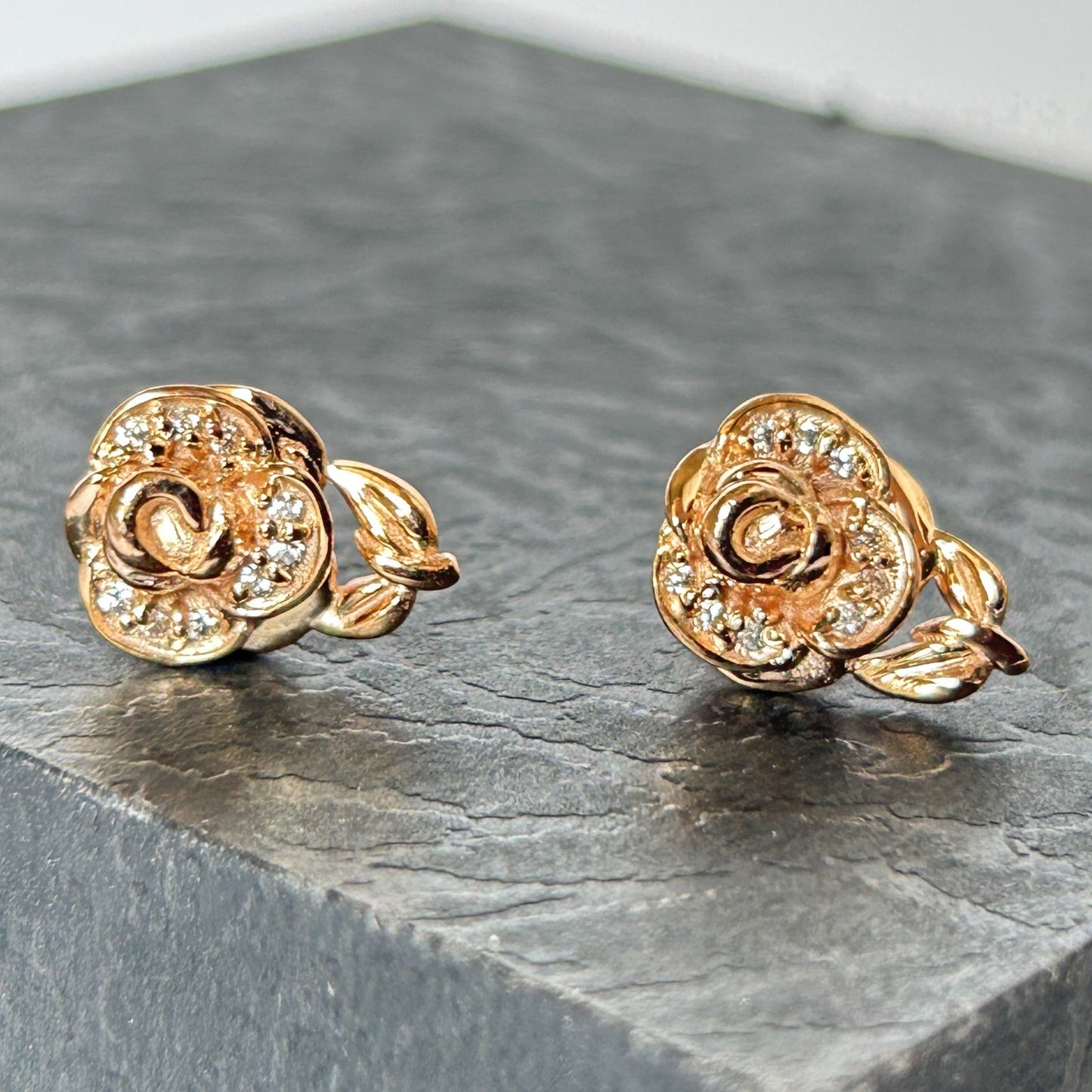 Rose Earring - Rose Gold Silver Earring