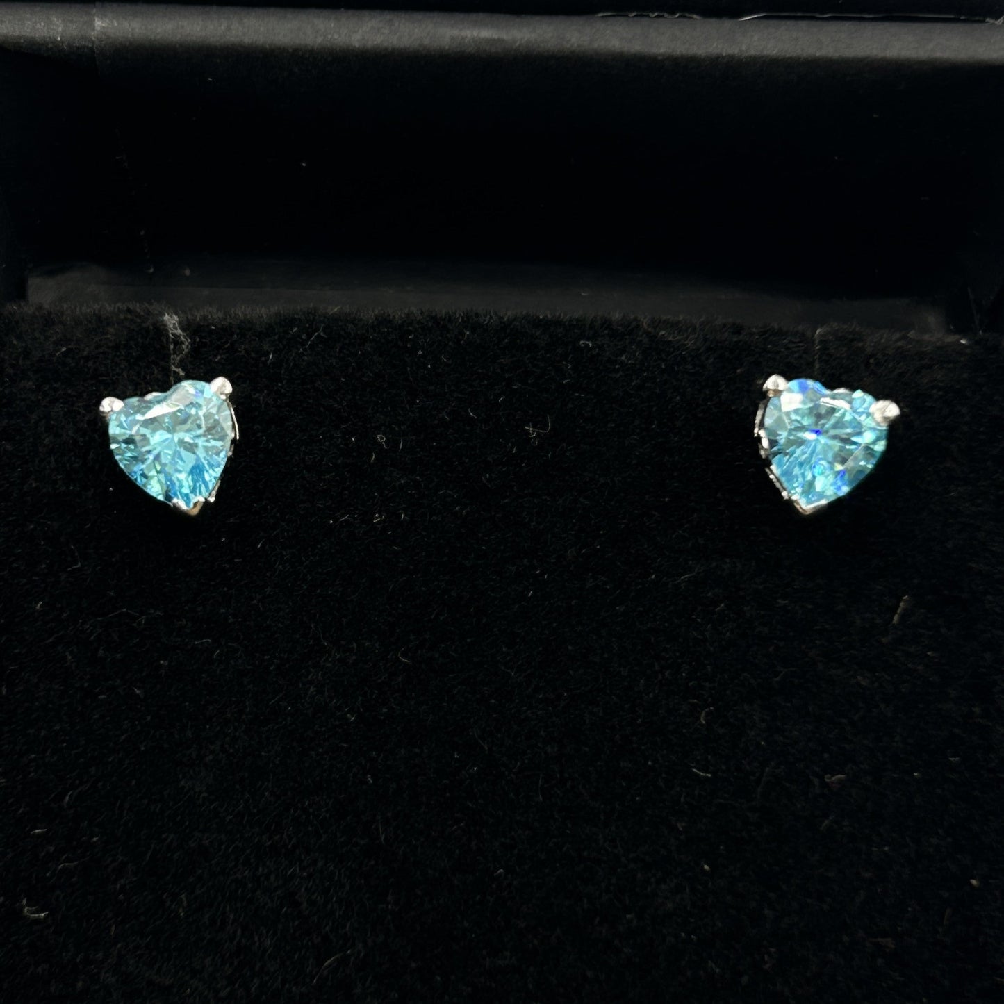 Blue Heart Earring - Silver Heart Earring
