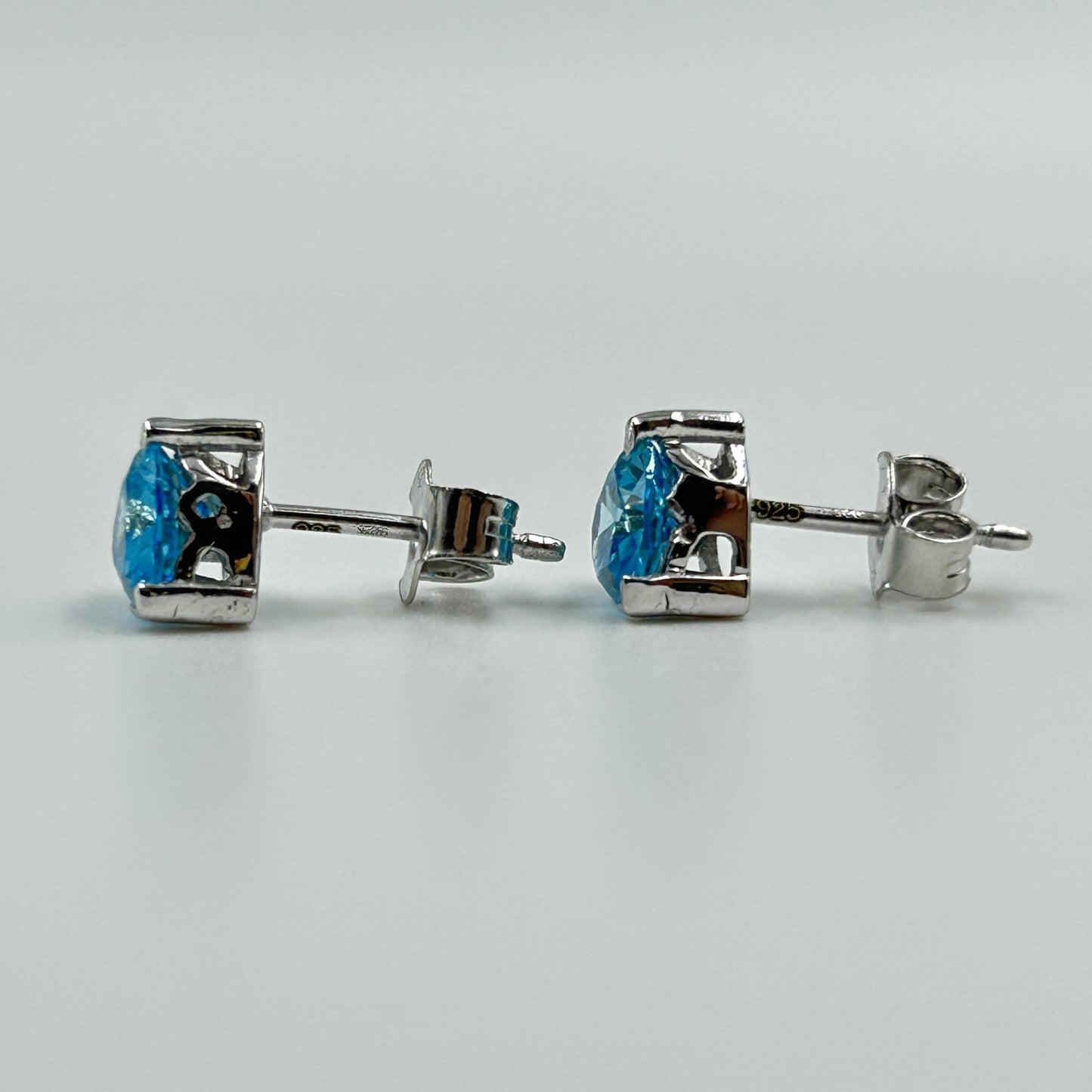 Blue Heart Earring - Silver Heart Earring