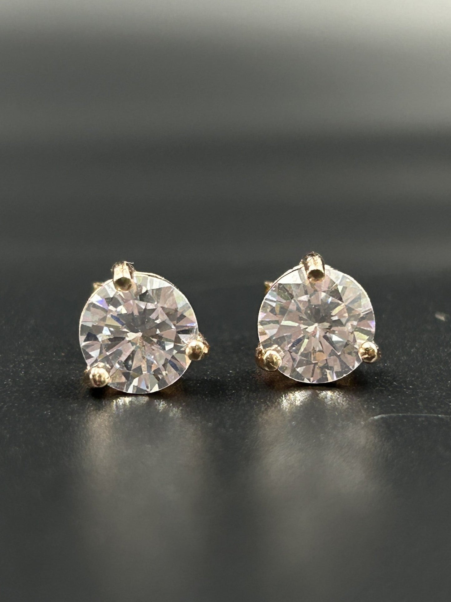 Rose Gold Solitaire Stud Earring - Silver Zircon Stud