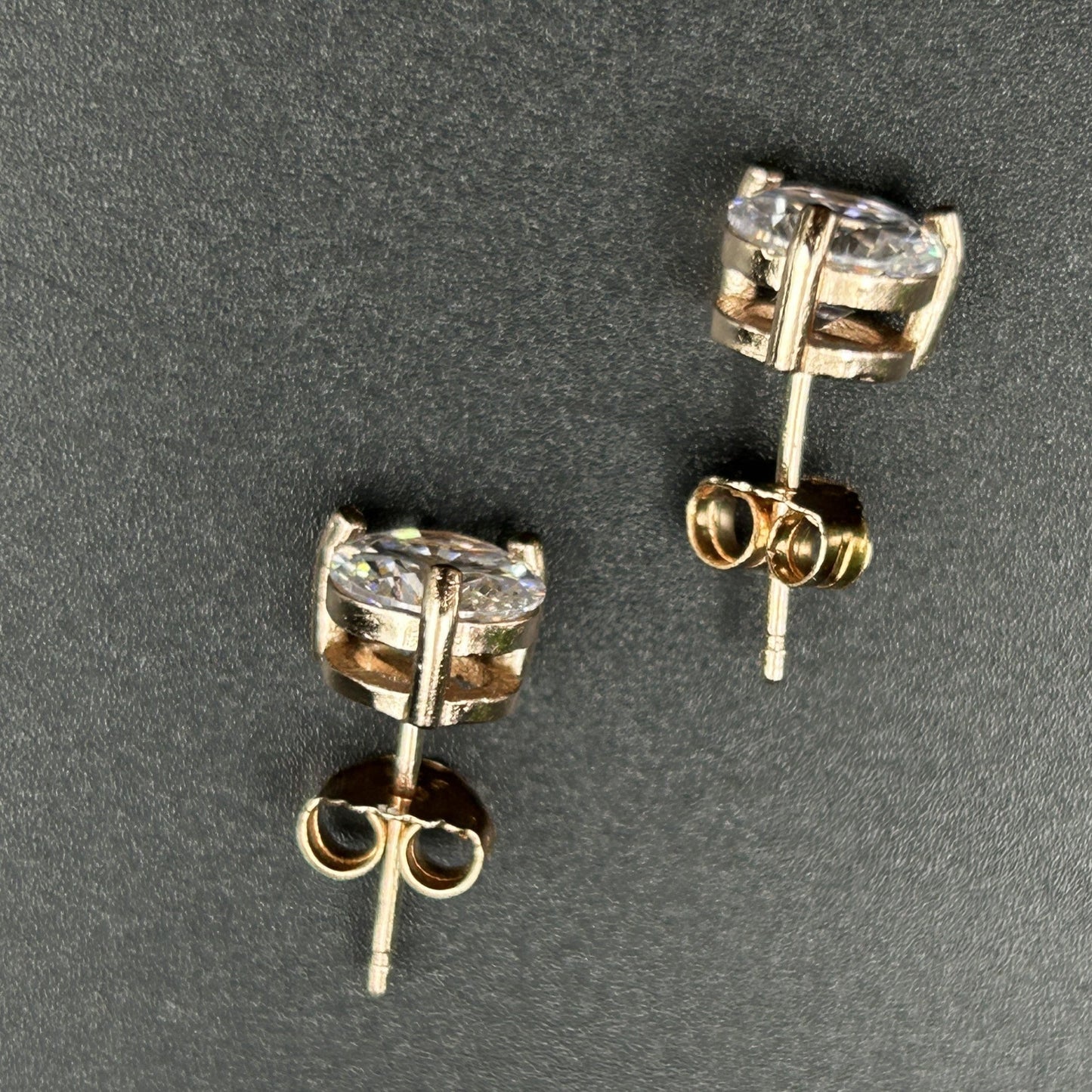 Rose Gold Solitaire Stud Earring - Silver Zircon Stud