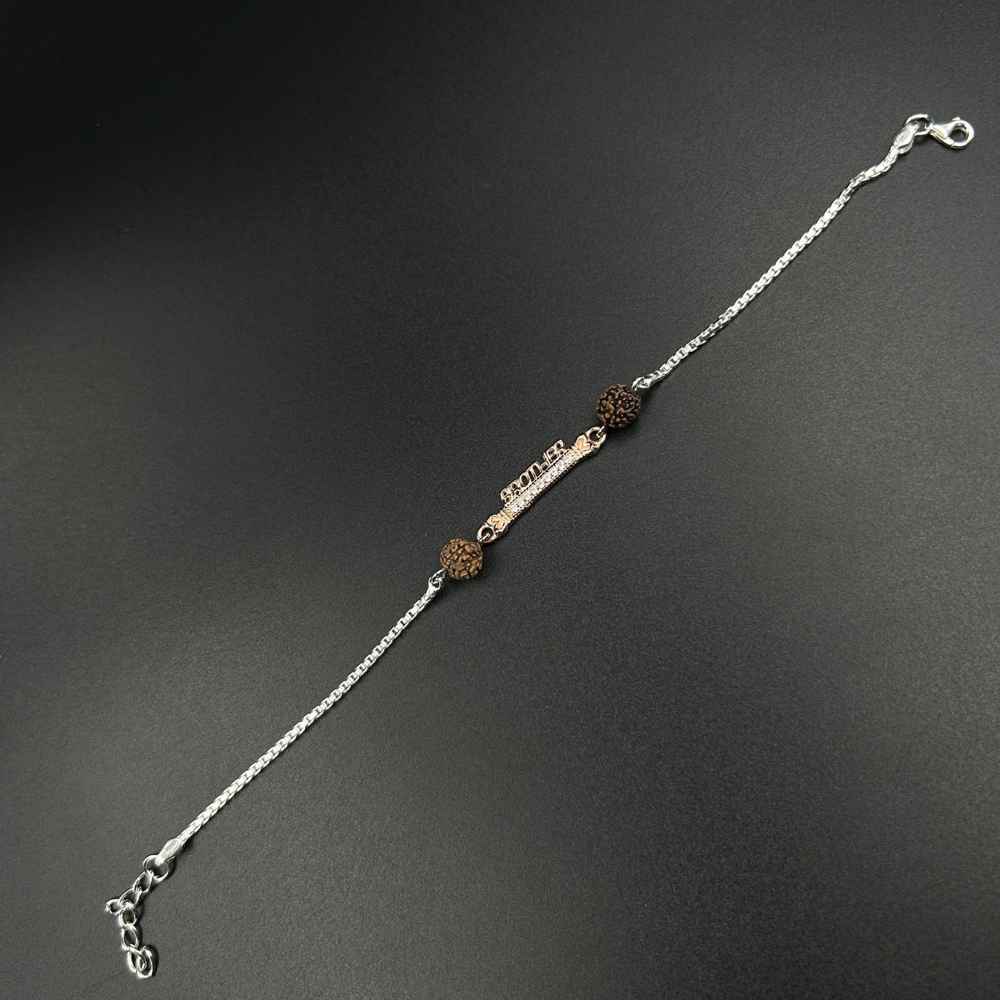 92.5 Silver Rakhi - BROTHER Rakhi with Rudraksh