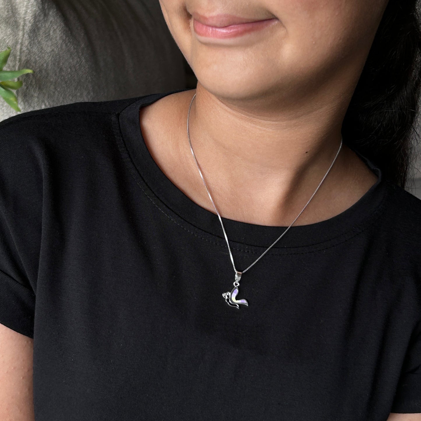 Kids Silver Pendant - Half Butterfly (Purple/Yellow)