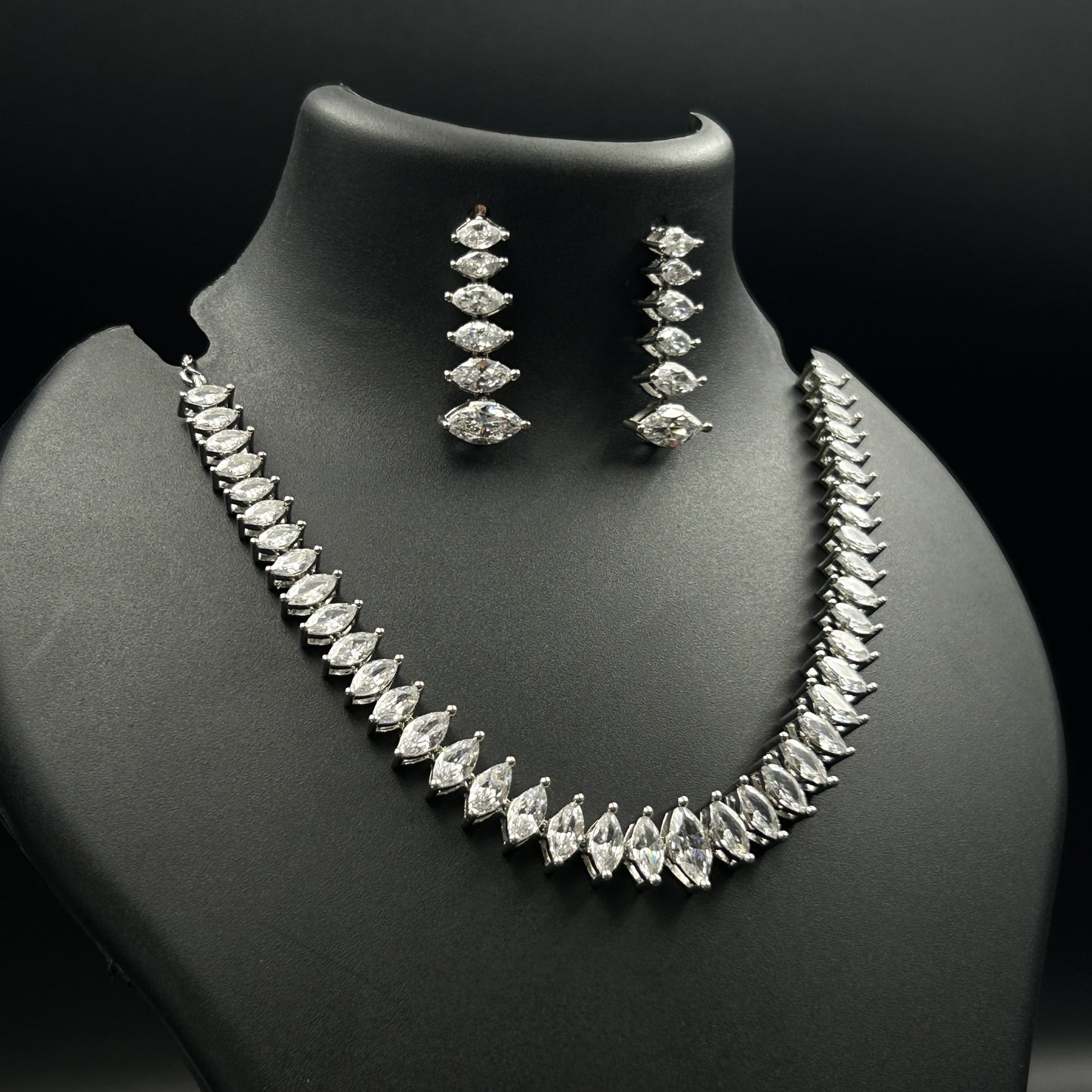 Marquise Cut Necklace Set with Earrings