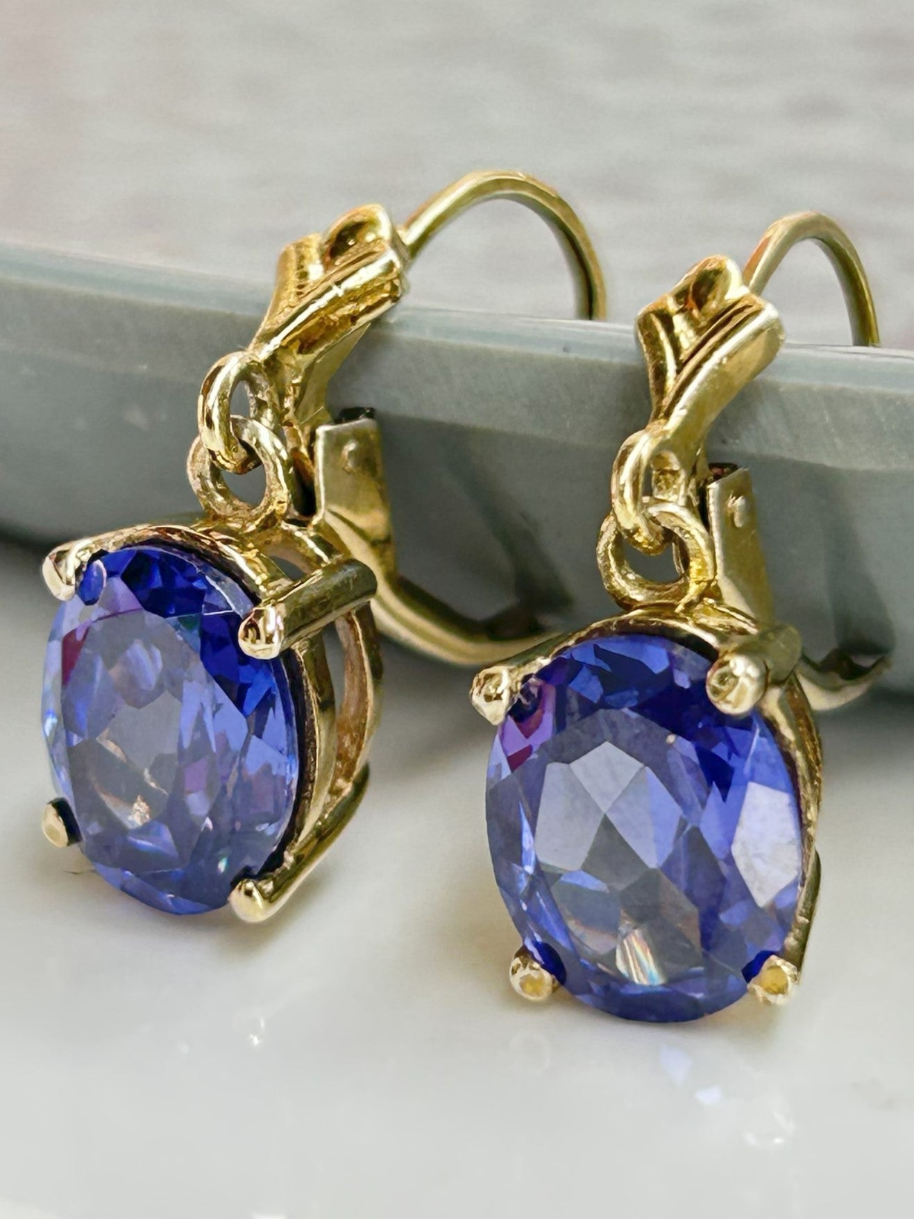Yellow Gold Sapphire Earring - Silver Earrings