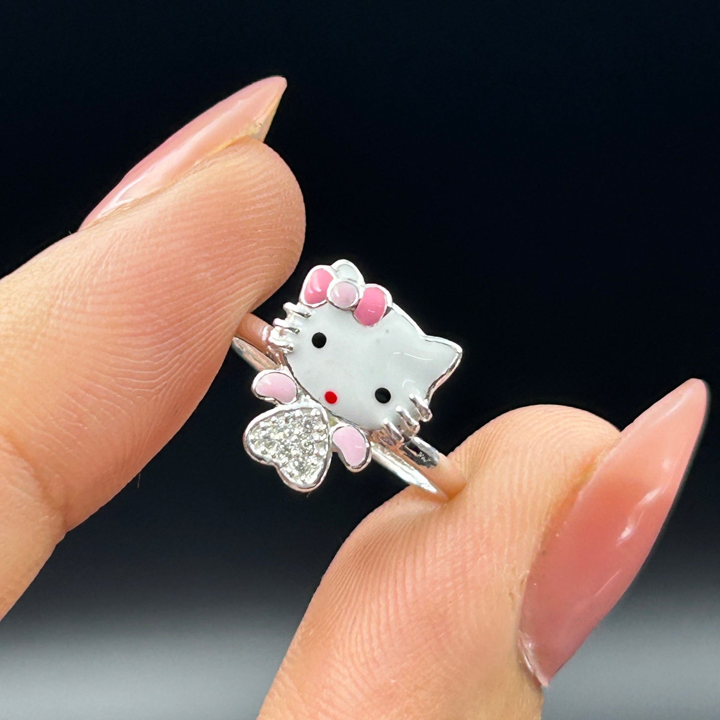 Kitty Ring - Silver Adjustable Ring