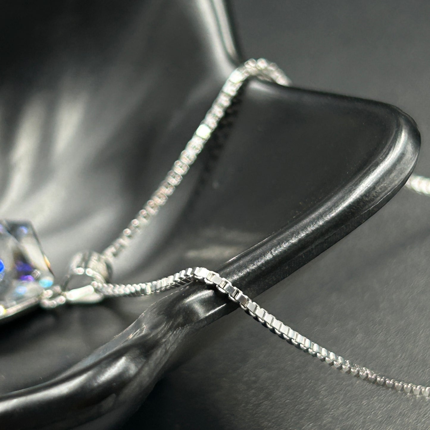 Blue and White Crystal Pendant - Silver Pendant and Chain