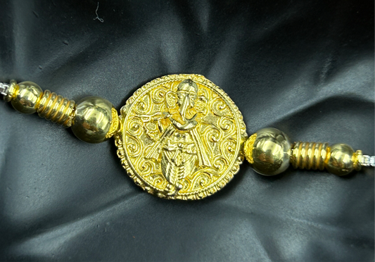 Ganesh Rakhi without Rudraksh - Pure Silver