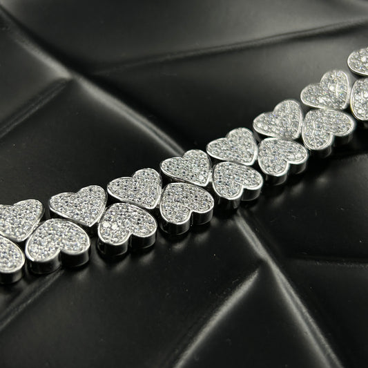 Double Layer Heart Bracelet - Silver Women's Bracelet