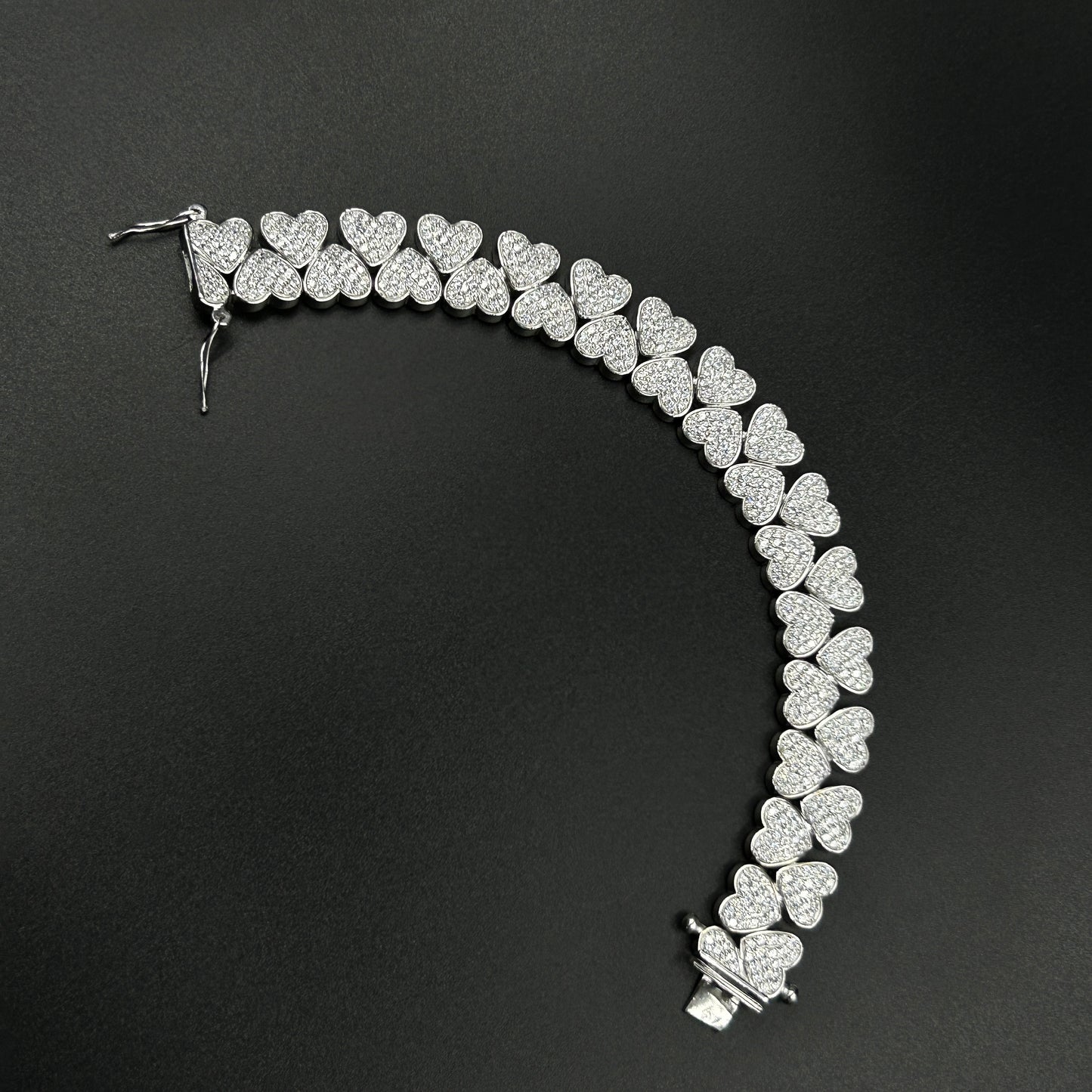 Double Layer Heart Bracelet - Silver Women's Bracelet