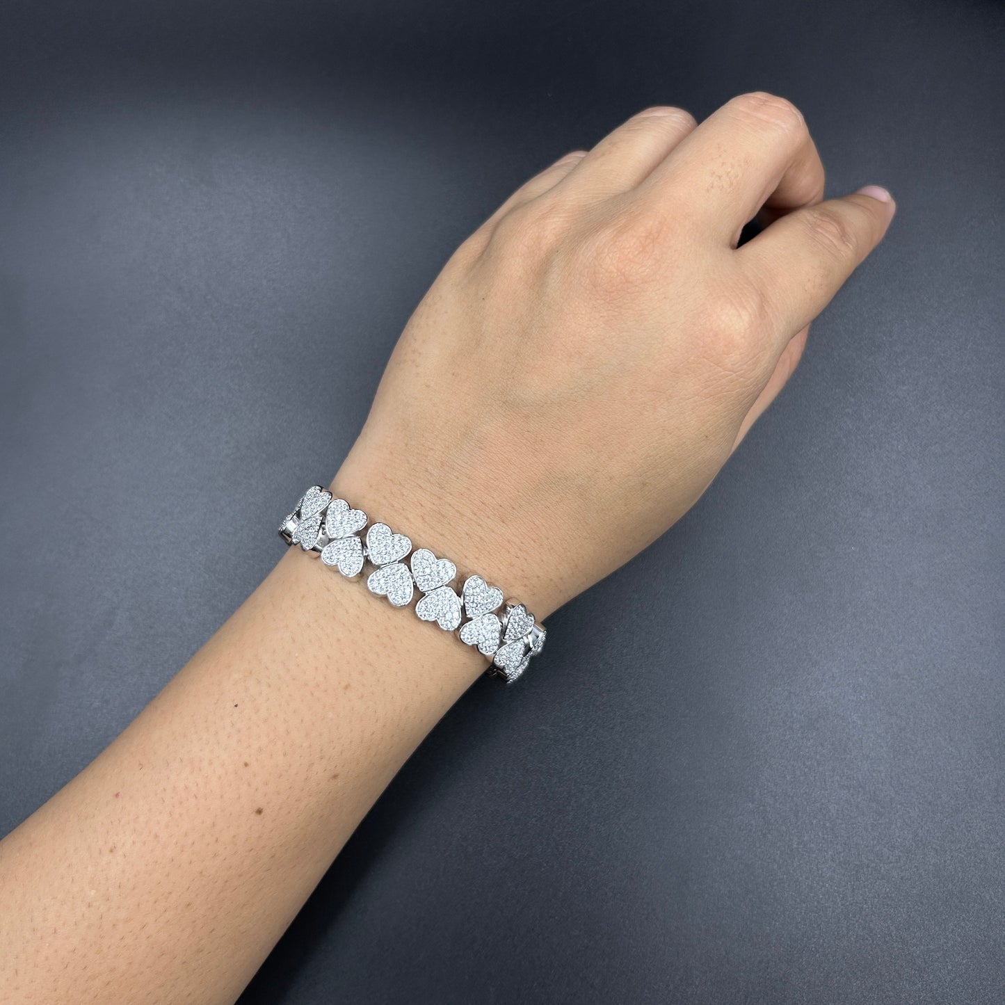 Double Layer Heart Bracelet - Silver Women's Bracelet