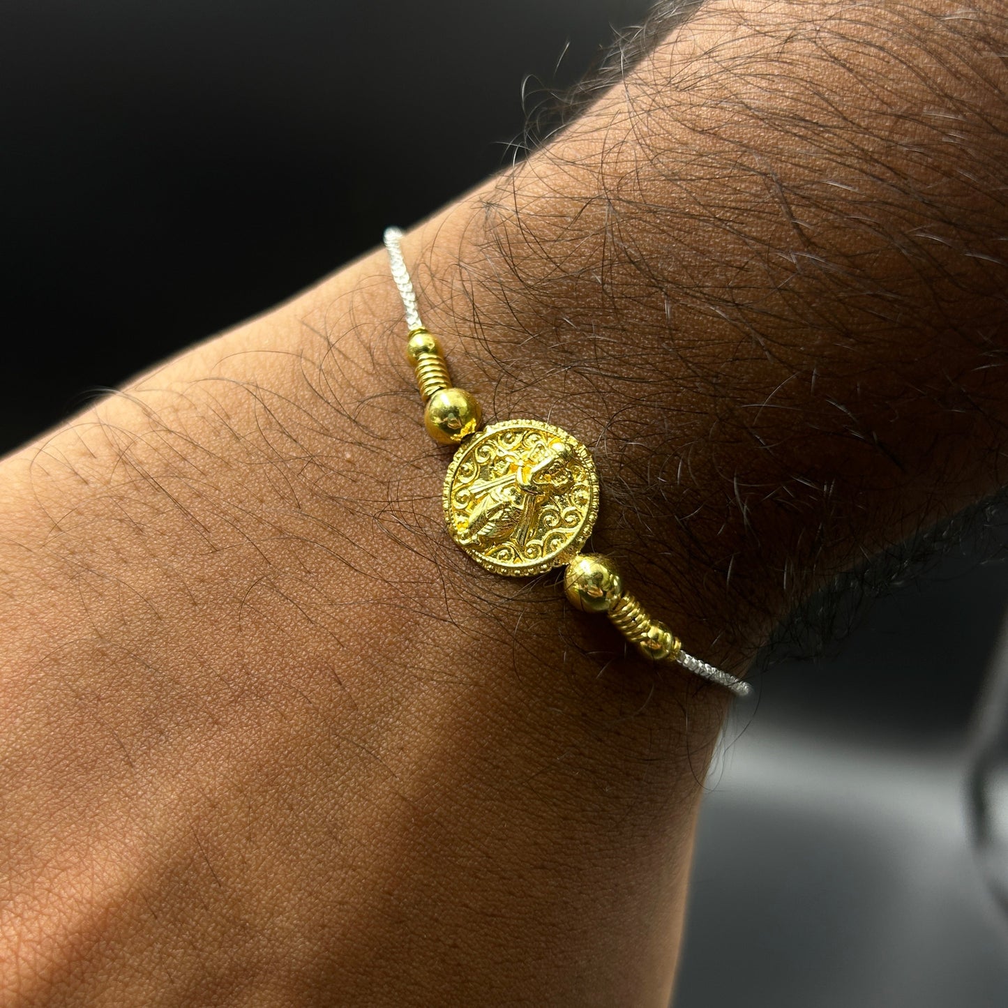 Ganesh Rakhi without Rudraksh - Pure Silver