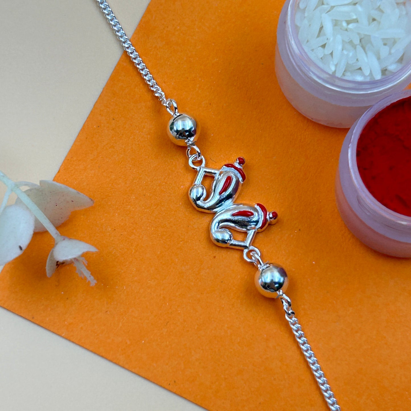 Silver Ganesh Rakhi without Rudraksha