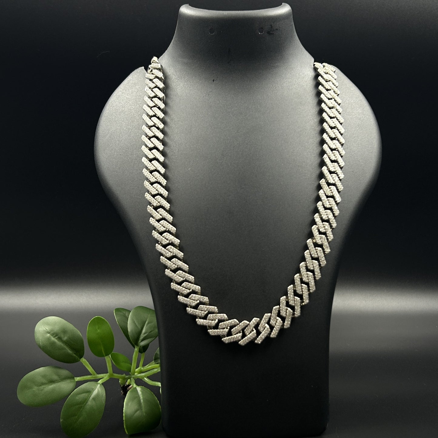Silver Diamond Cuban Chain