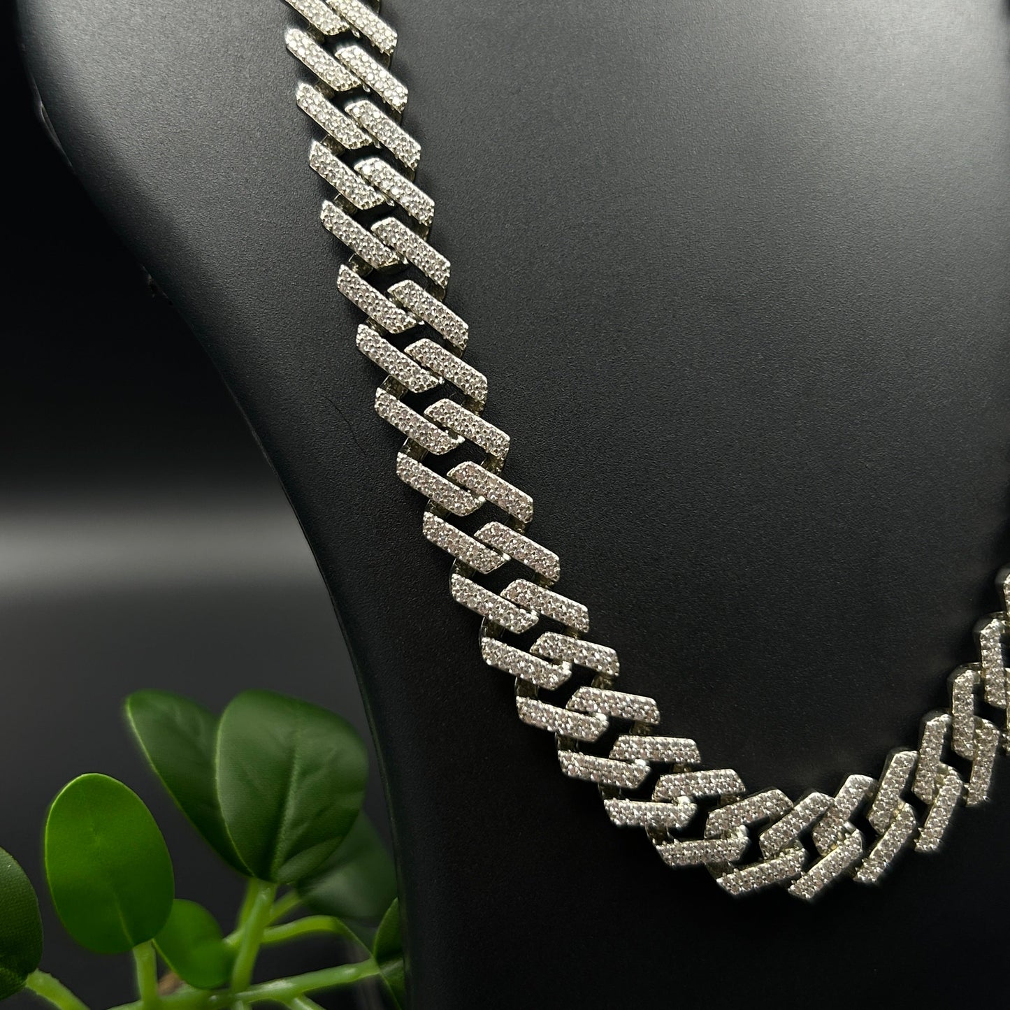 Silver Diamond Cuban Chain