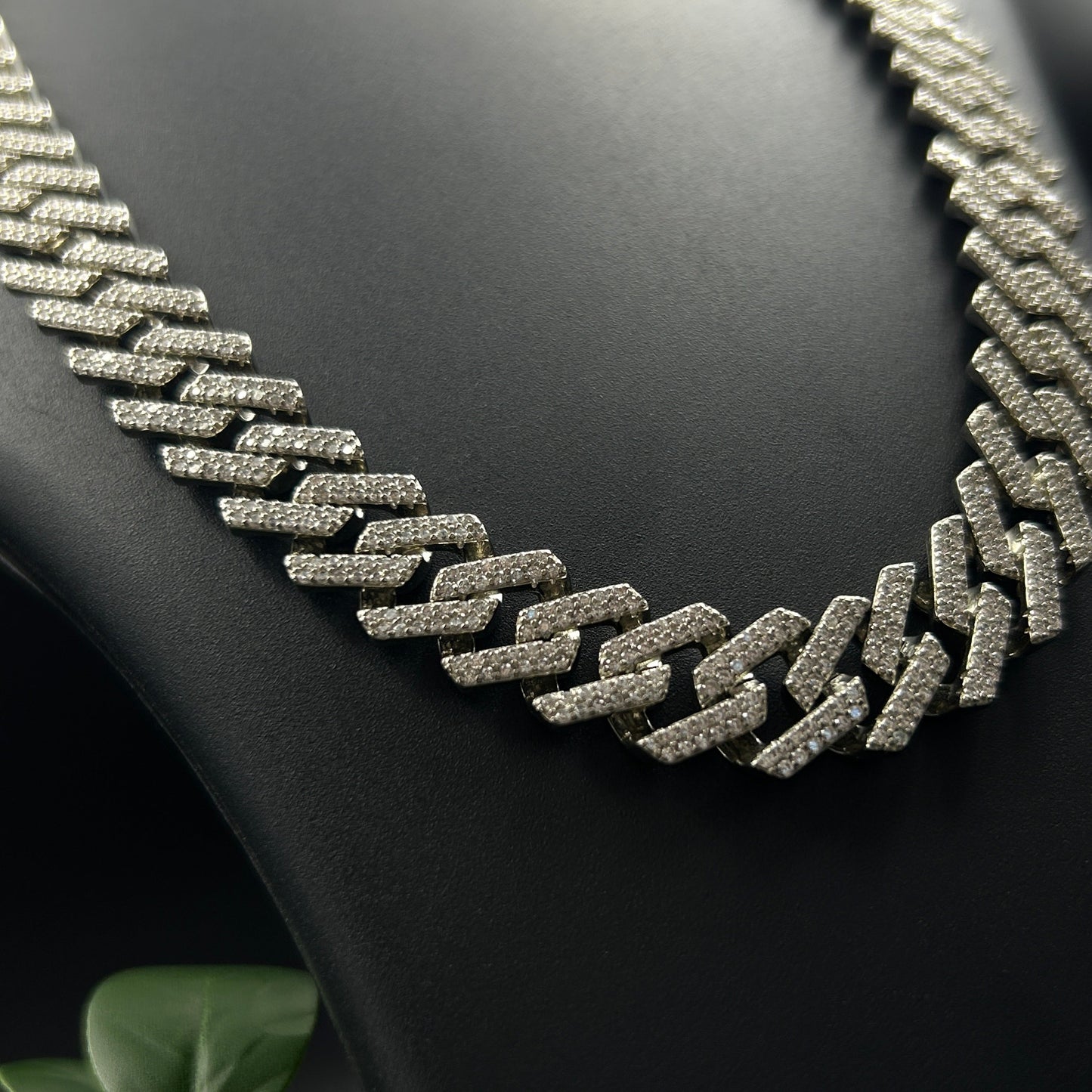 Silver Diamond Cuban Chain
