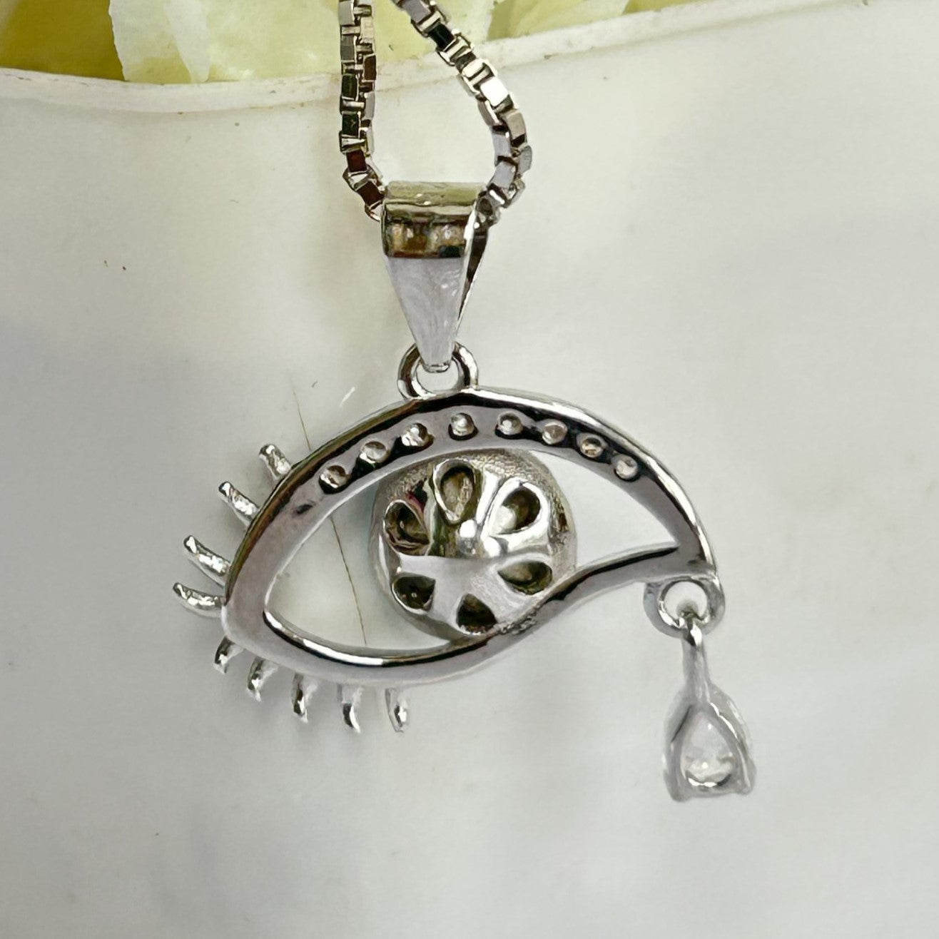 Evil Eye Pendant and Chain - Silver Pendant and Chain