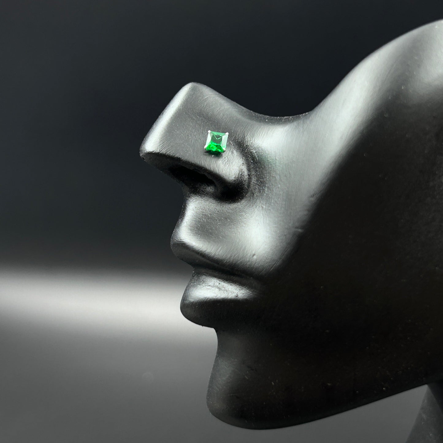 Green Emerald Nose Pin - 925 Silver Nose Pin