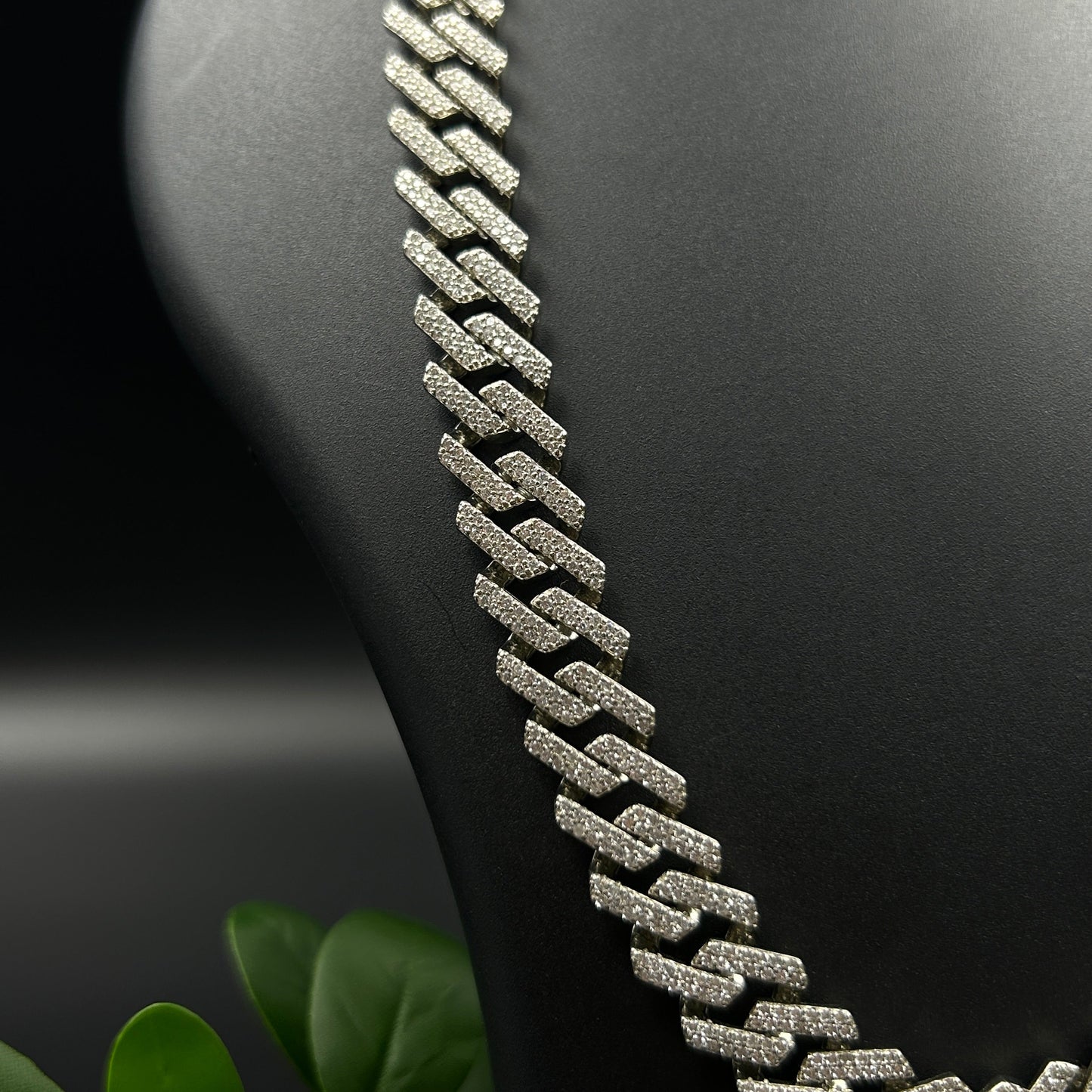Silver Diamond Cuban Chain
