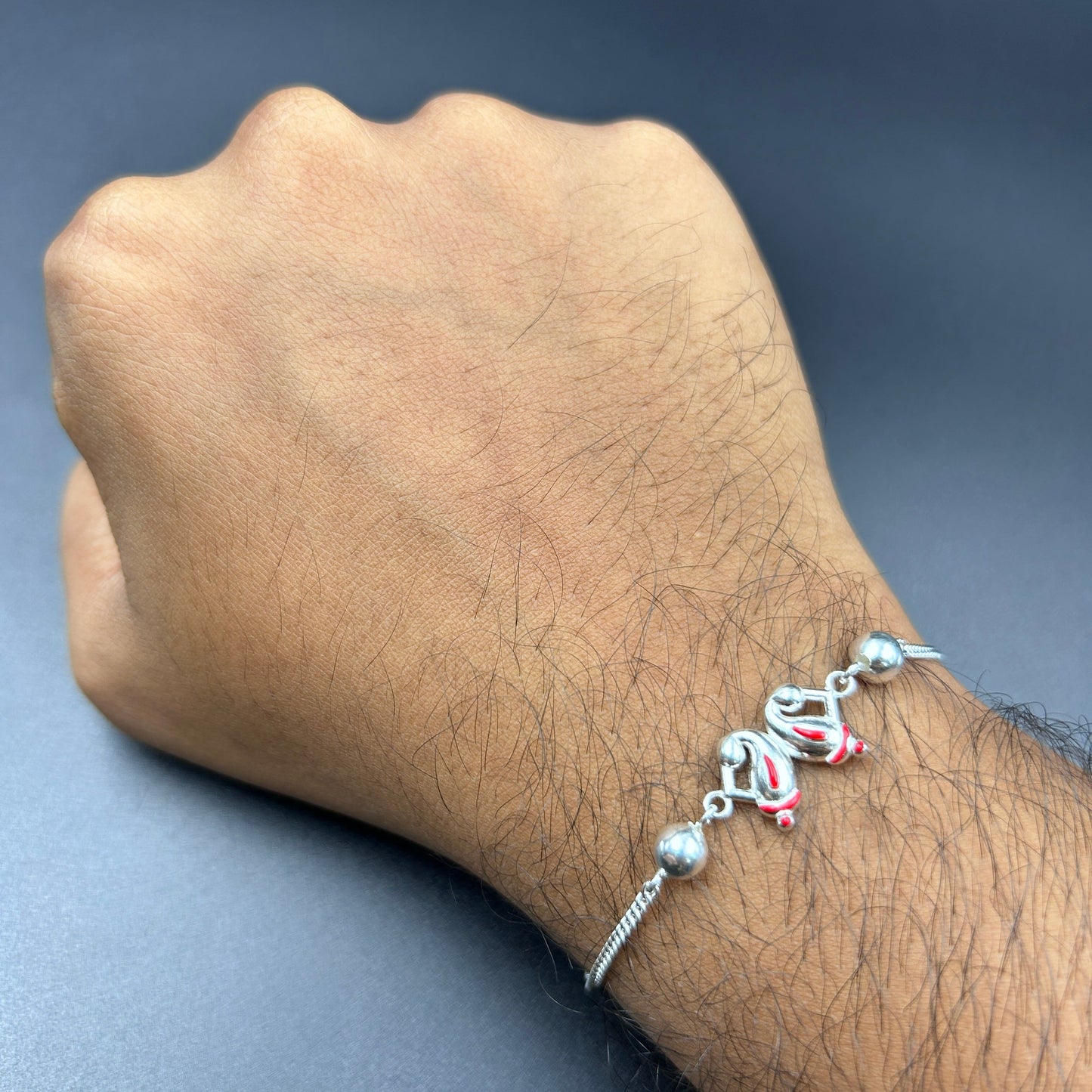 Silver Ganesh Rakhi without Rudraksha