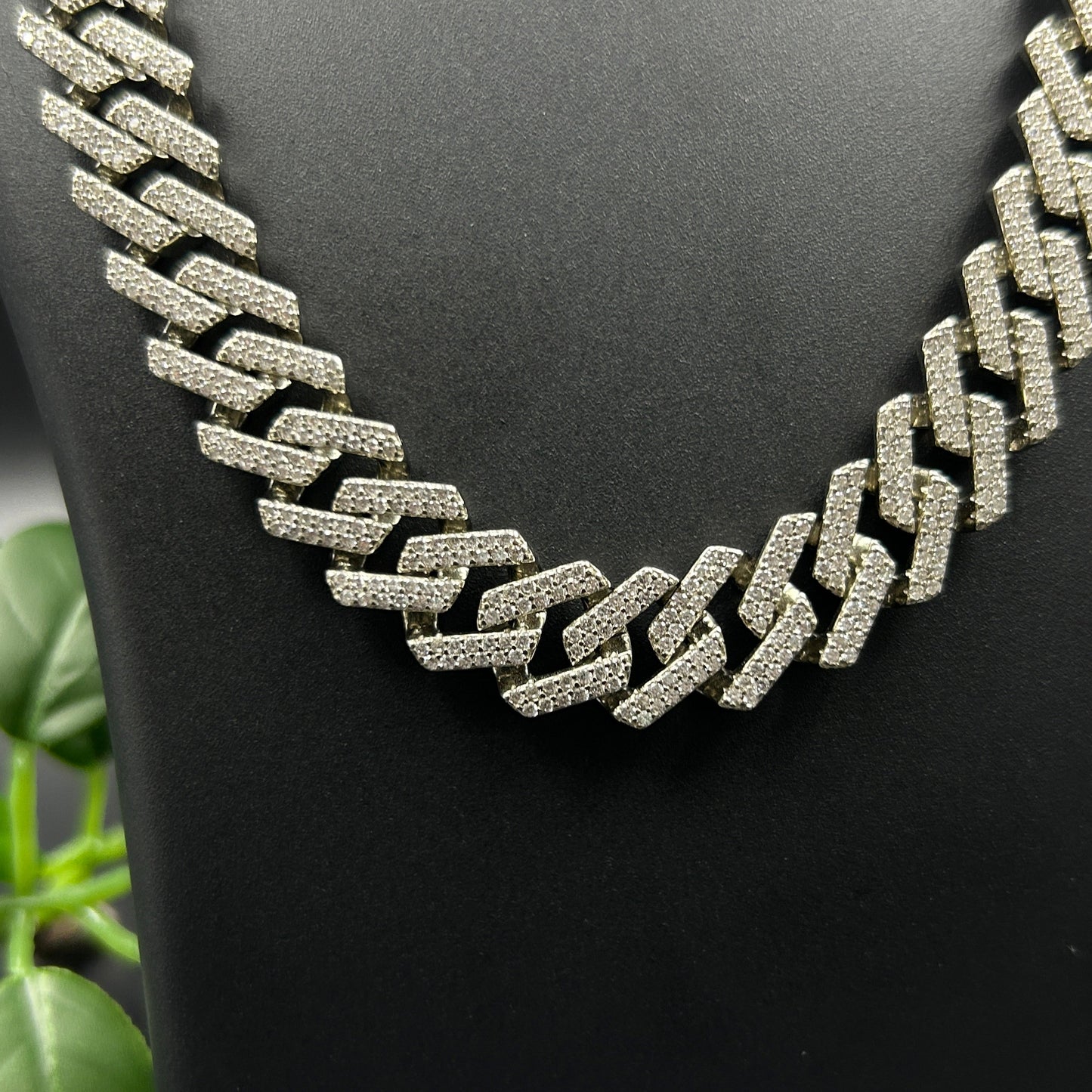 Silver Diamond Cuban Chain
