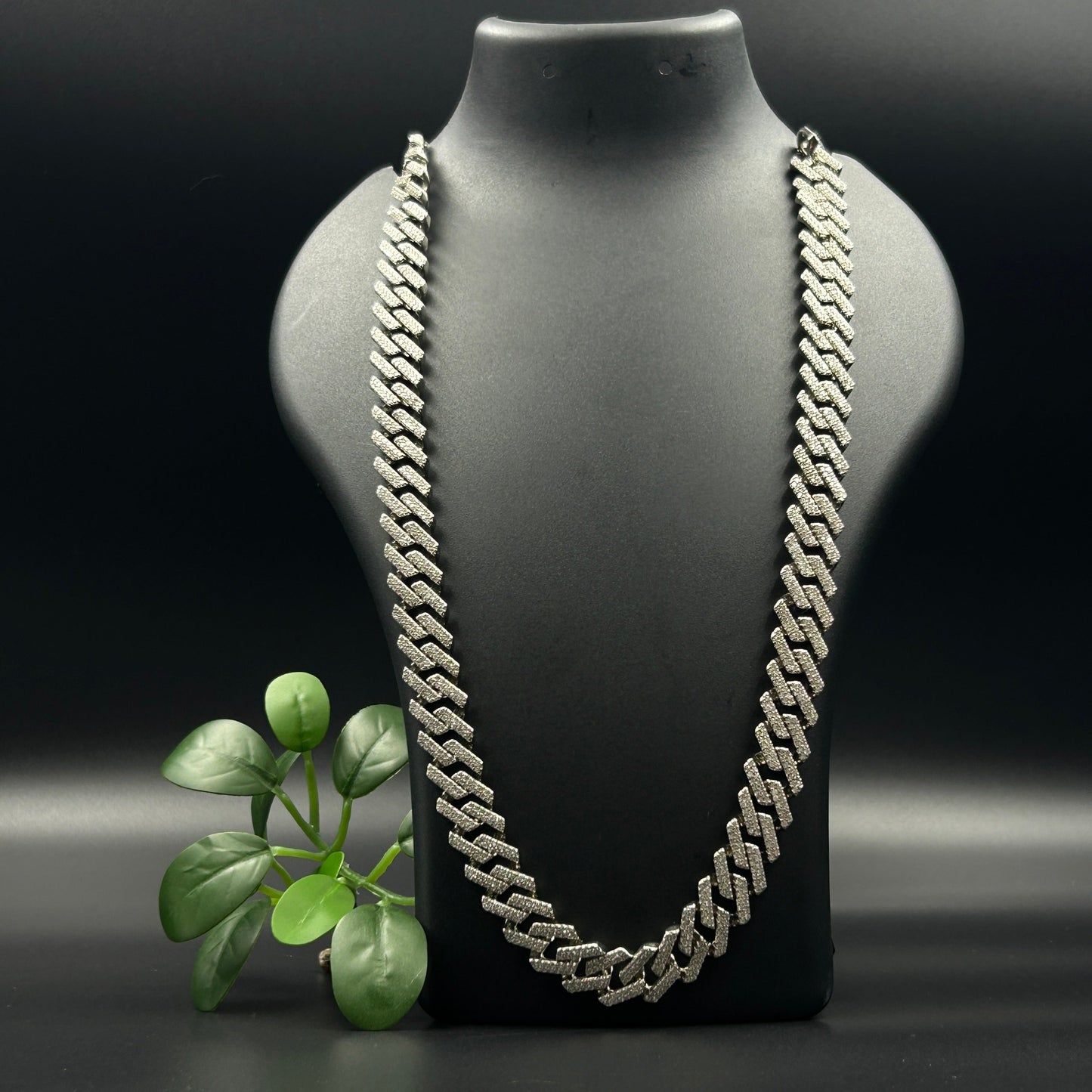 Silver Diamond Cuban Chain