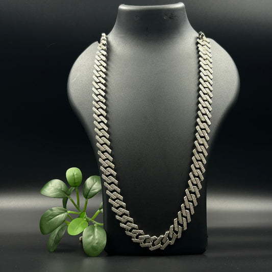 Silver Diamond Cuban Chain
