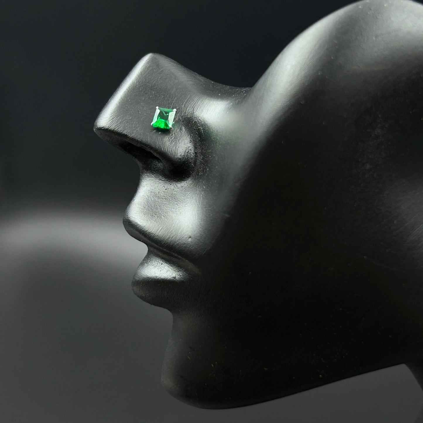 Green Emerald Nose Pin - 925 Silver Nose Pin