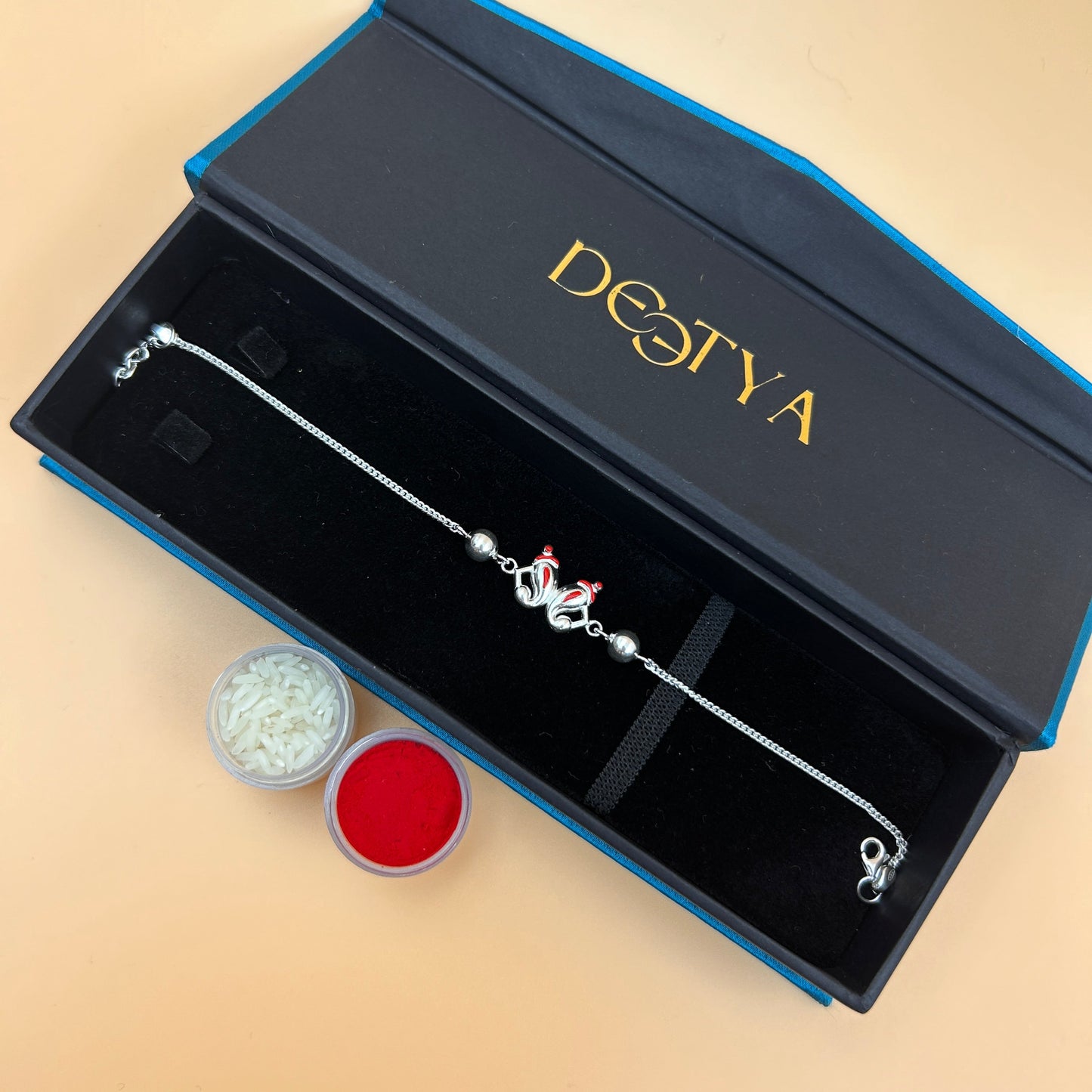 Silver Ganesh Rakhi without Rudraksha