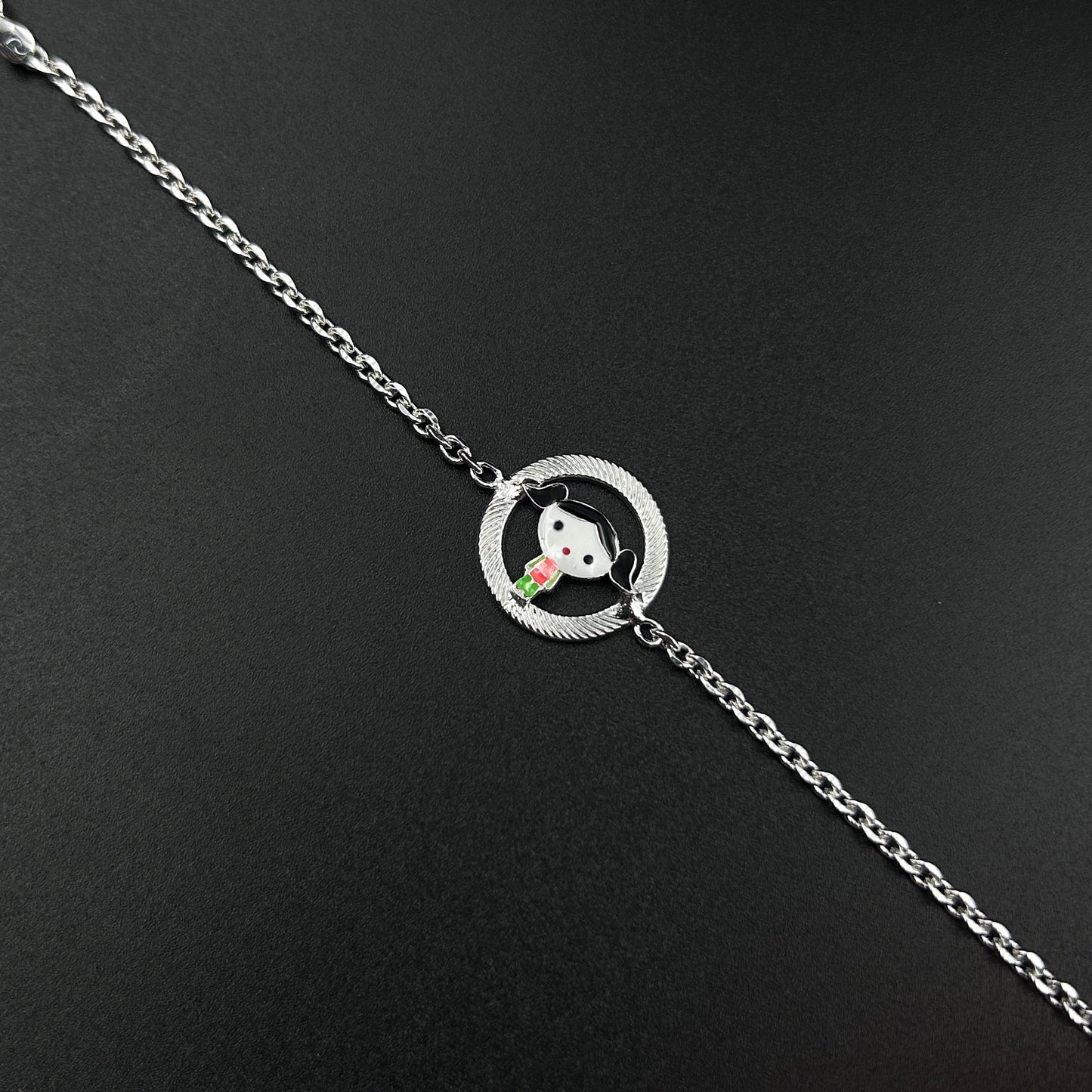 Silver Baby Doll Rakhi for Kids 5.5"