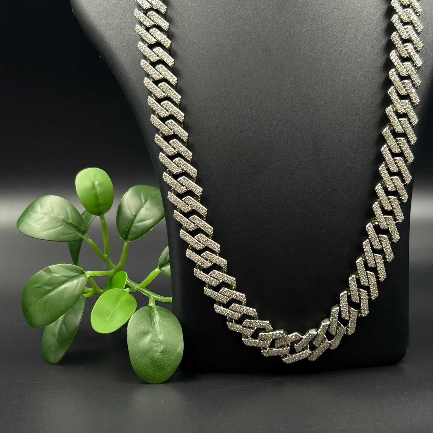 Silver Diamond Cuban Chain
