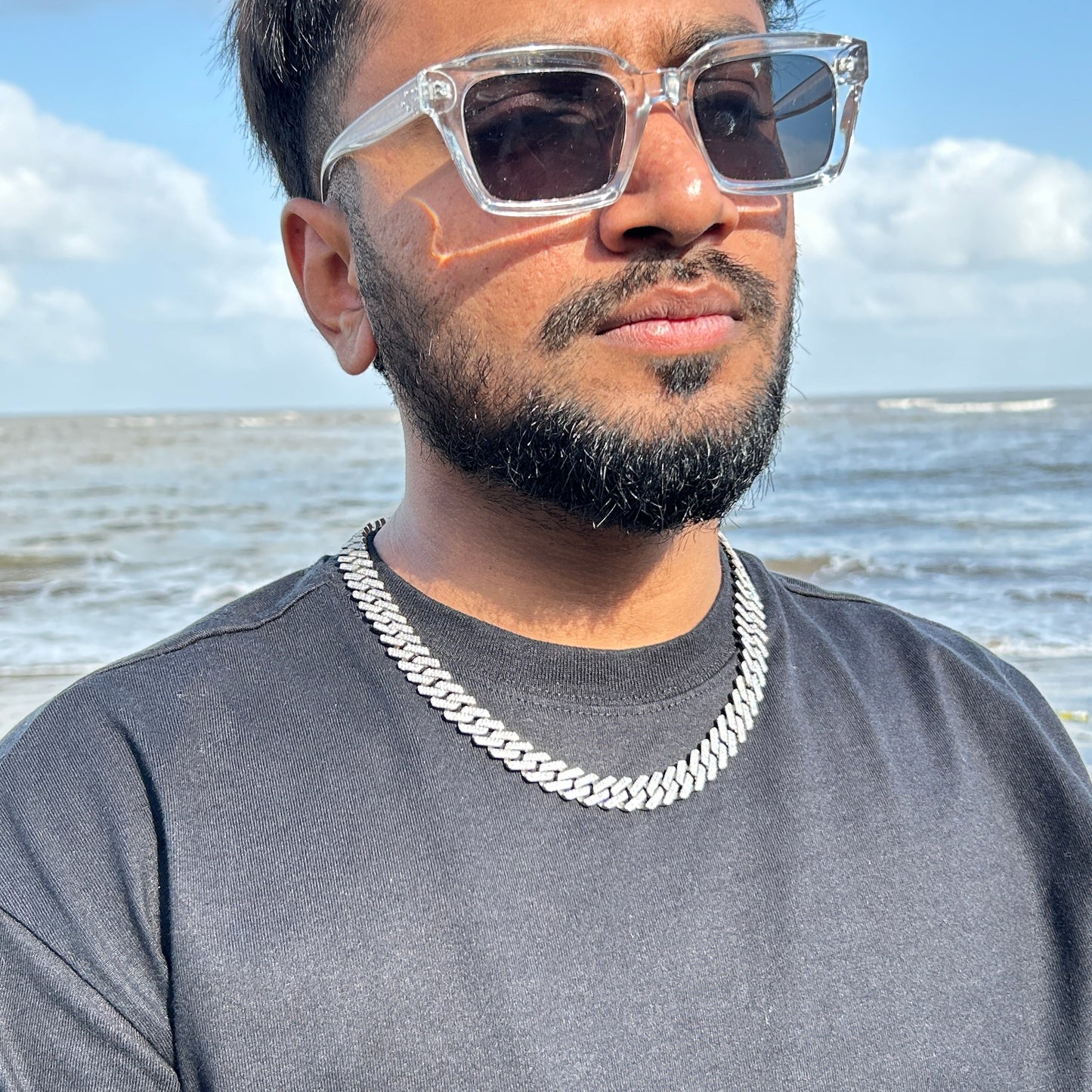 Silver Diamond Cuban Chain