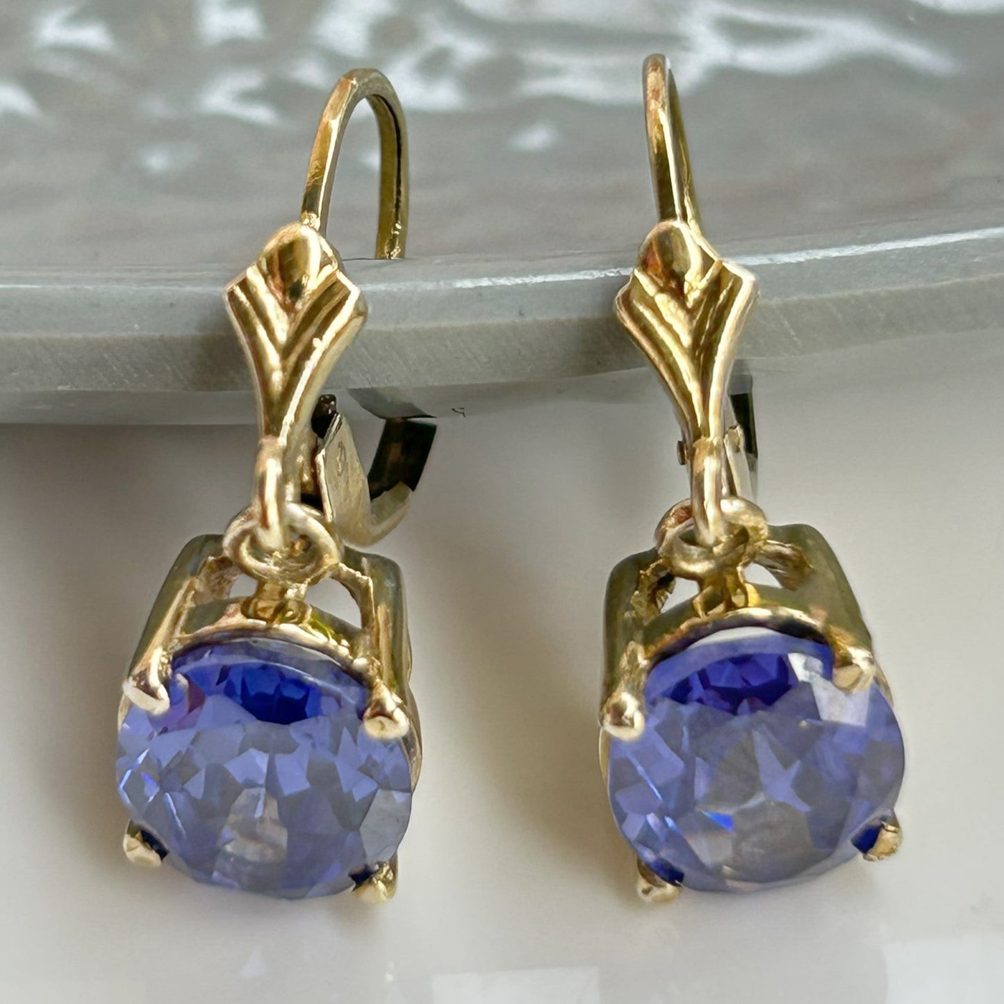 Yellow Gold Sapphire Earring - Silver Earrings