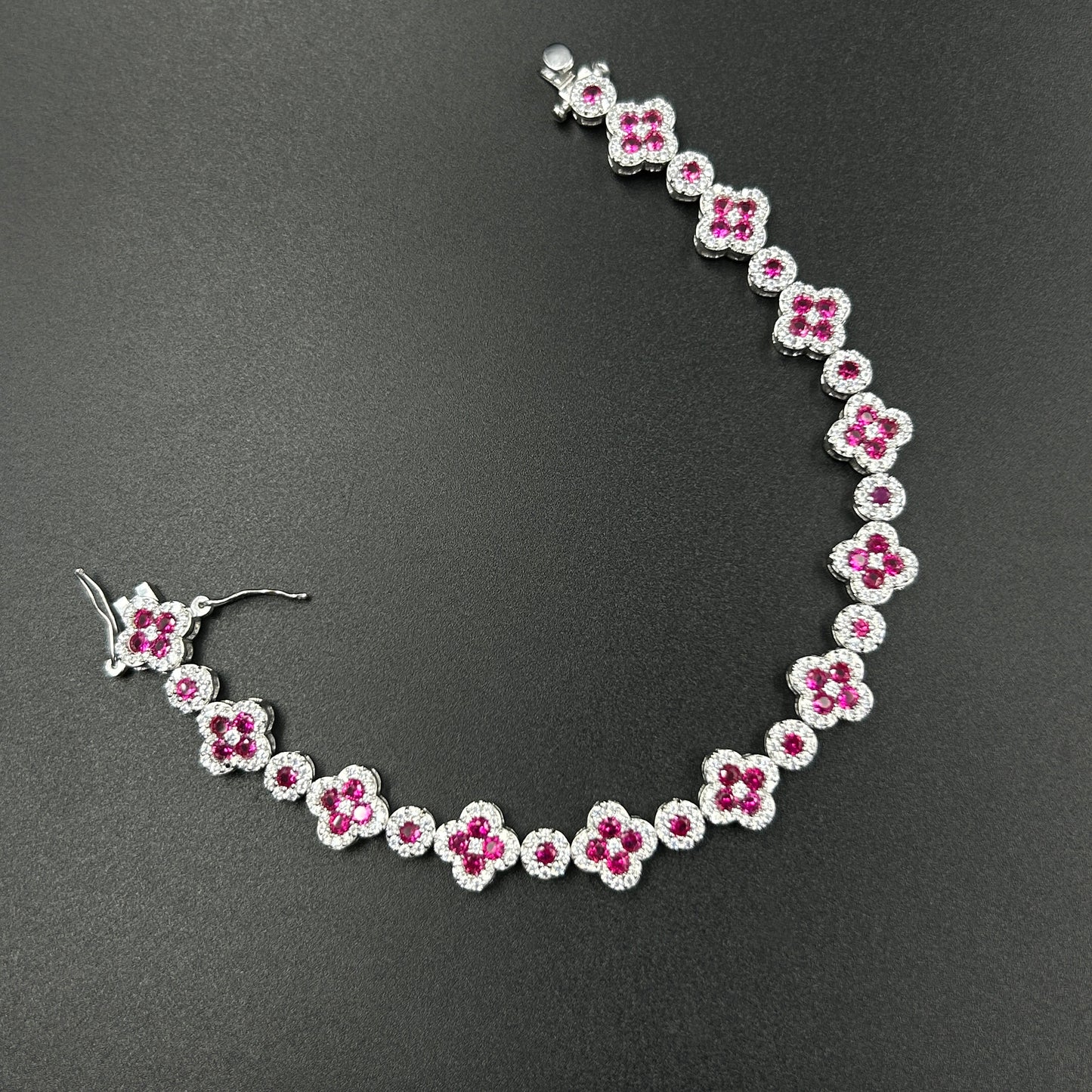 Sparkling Sapphire & Diamond Silver Bracelet