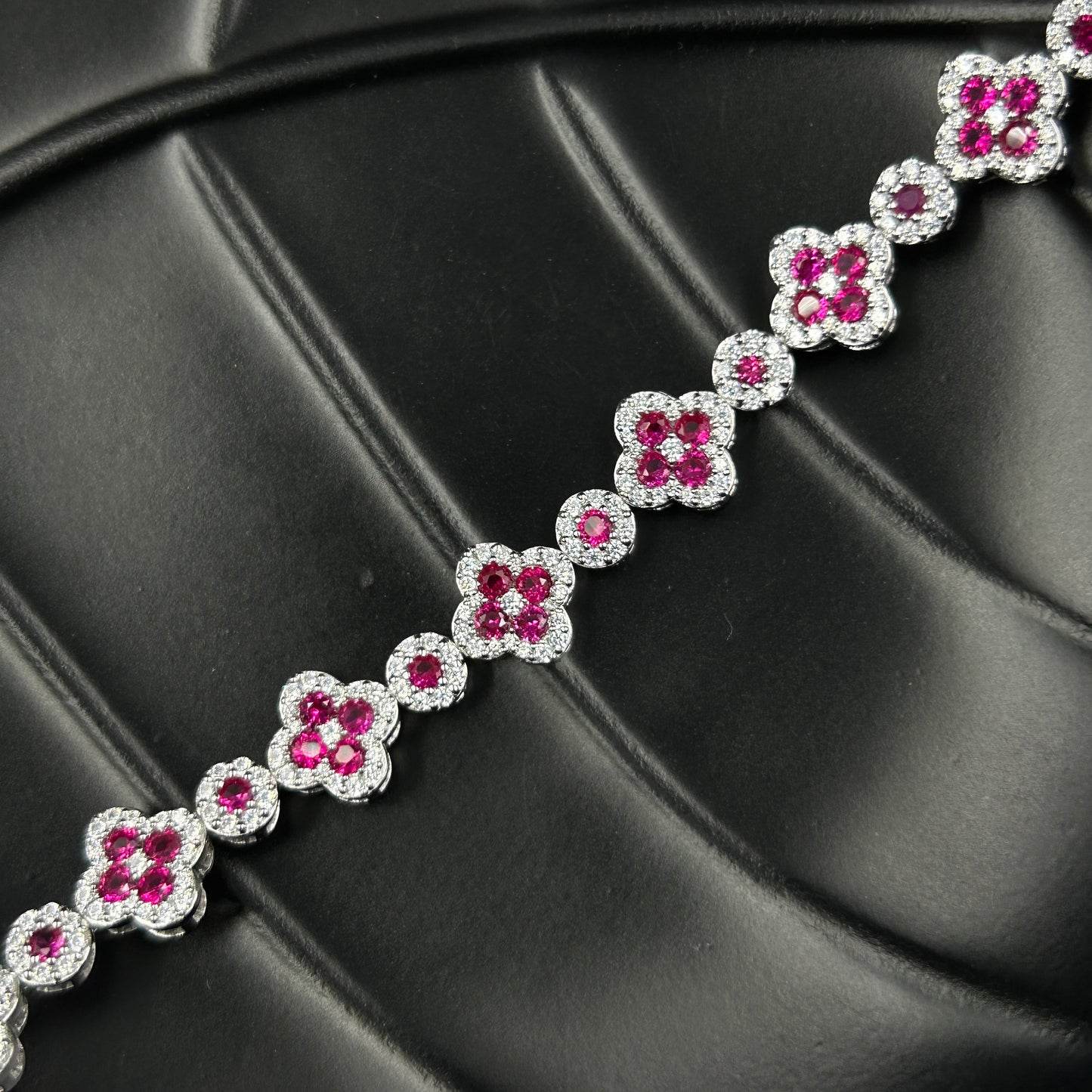Sparkling Sapphire & Diamond Silver Bracelet