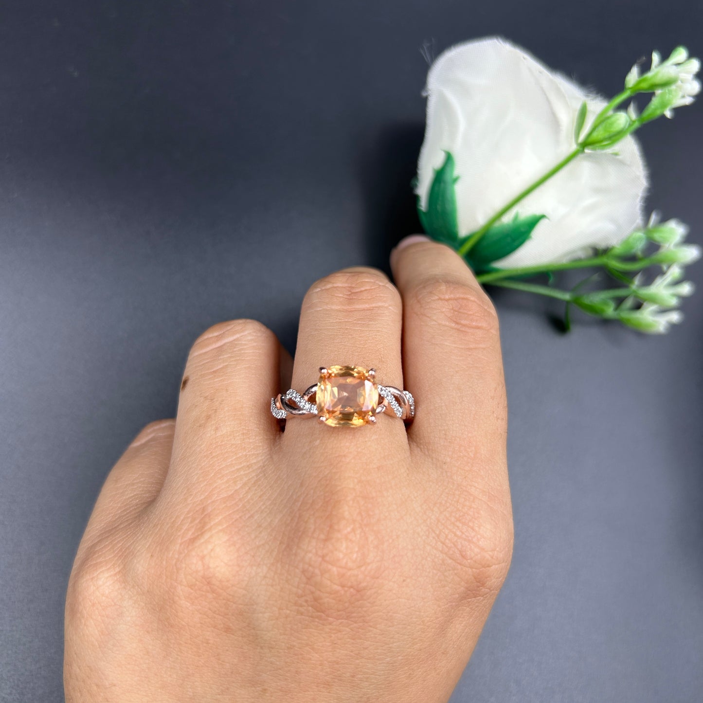 Women's Orange Sapphire - Silver Ring