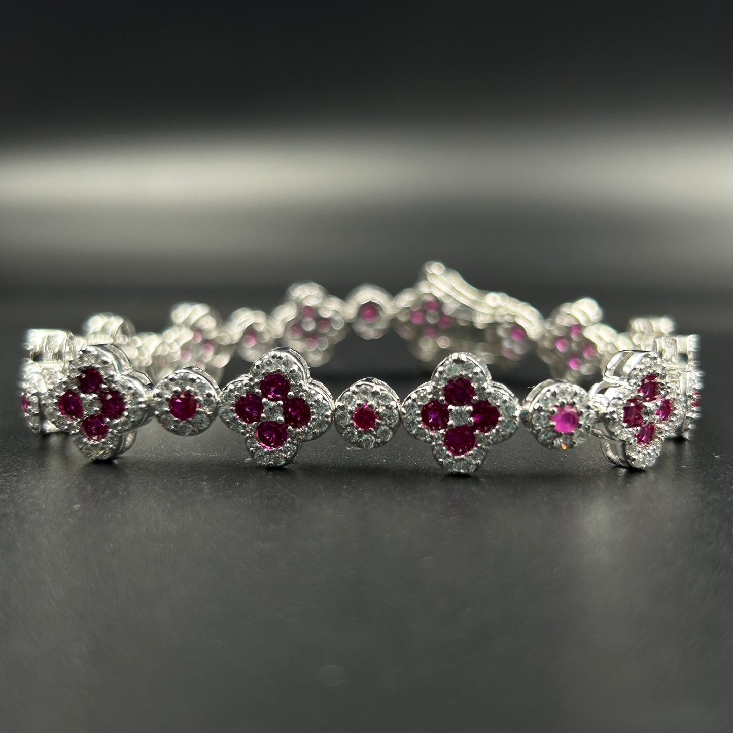 Sparkling Sapphire & Diamond Silver Bracelet