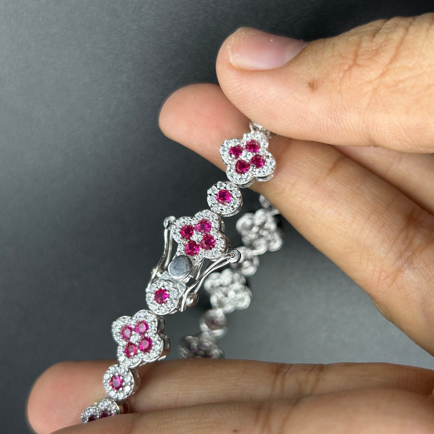 Sparkling Sapphire & Diamond Silver Bracelet