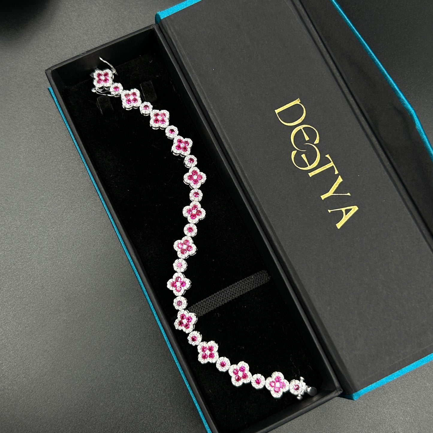 Sparkling Sapphire & Diamond Silver Bracelet