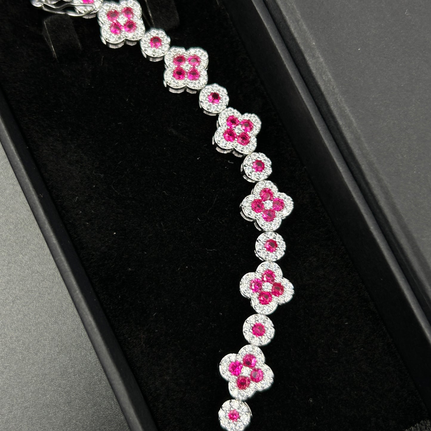 Sparkling Sapphire & Diamond Silver Bracelet