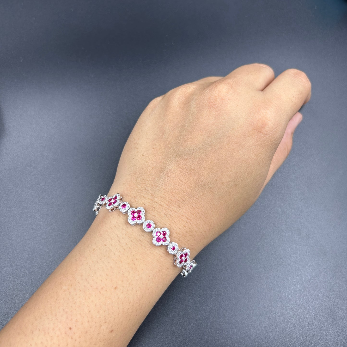 Sparkling Sapphire & Diamond Silver Bracelet