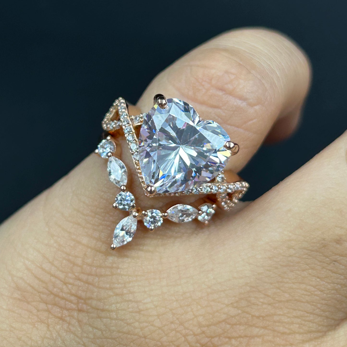 Bridal Ring Set - Women's Silver Heart Ring