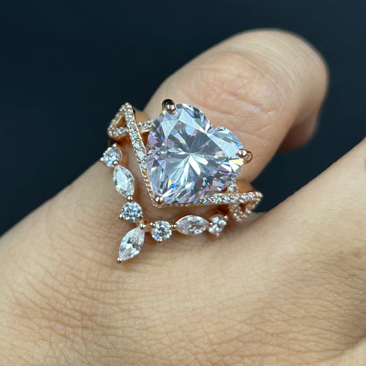 Bridal Ring Set - Women's Silver Heart Ring