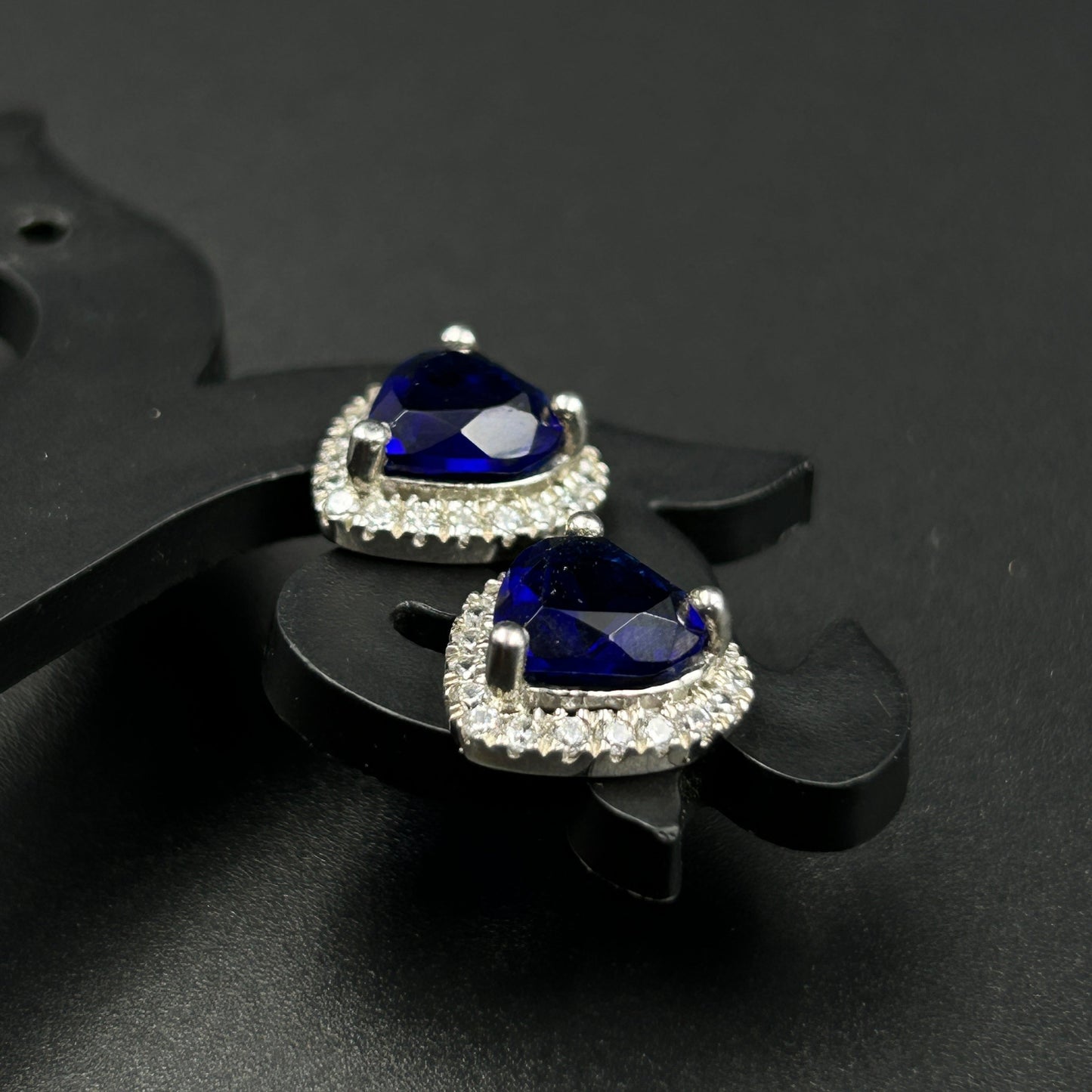 Women's Blue Heart Silver Earrings