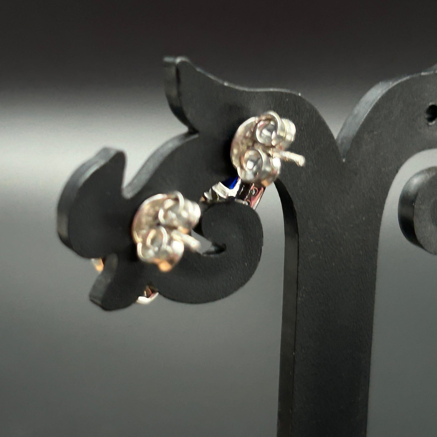 Women's Blue Heart Silver Earrings