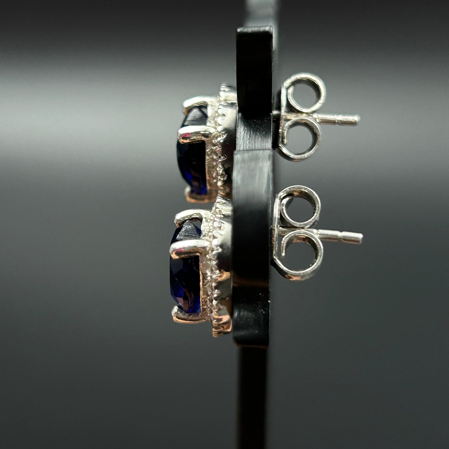 Women's Blue Heart Silver Earrings