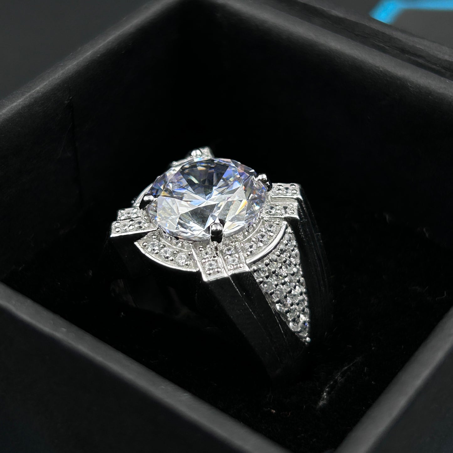 Diamond Men's Silver Ring