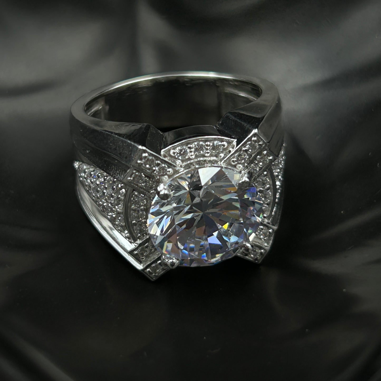 Diamond Men's Silver Ring