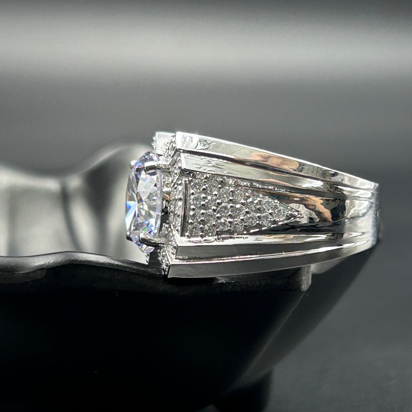 Diamond Men's Silver Ring
